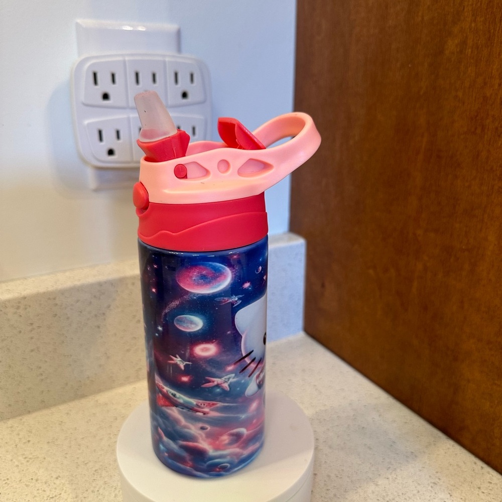 New  12oz  stainless steel tumbler/ sippy cup, with flip straw, holds ice 24 hrs